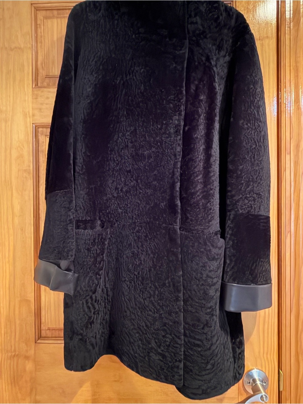 Sylvie Schimmel Paris Black Hooded Lamb Shearling Coat